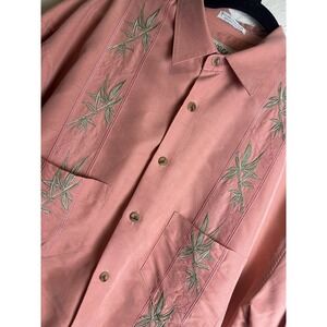 Vintage Bamboo Cay Embroidered Shirt Mens Large Hawaiian 4 Pockets Bamboo Cruise